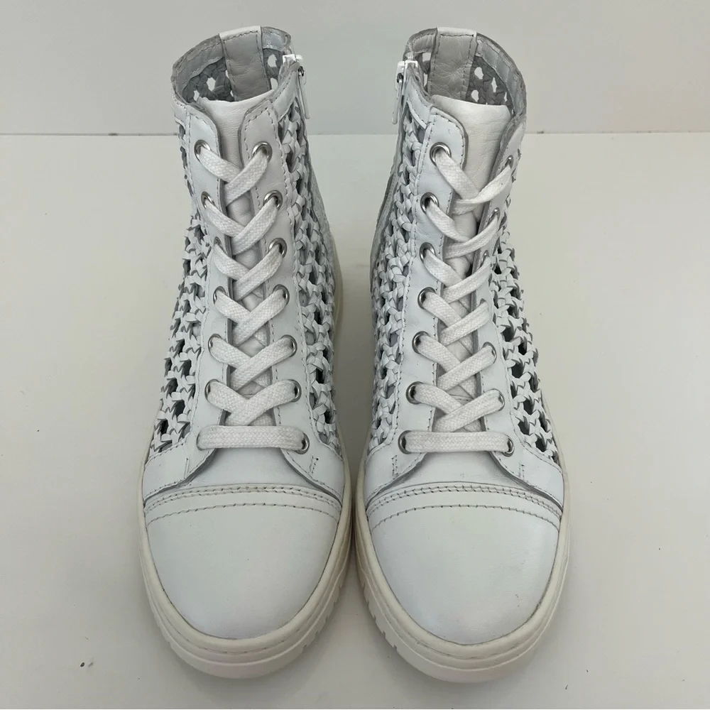 FREE PEOPLE Hayes Woven Leather High Top Sneakers in Ivory - Picture 5 of 13
